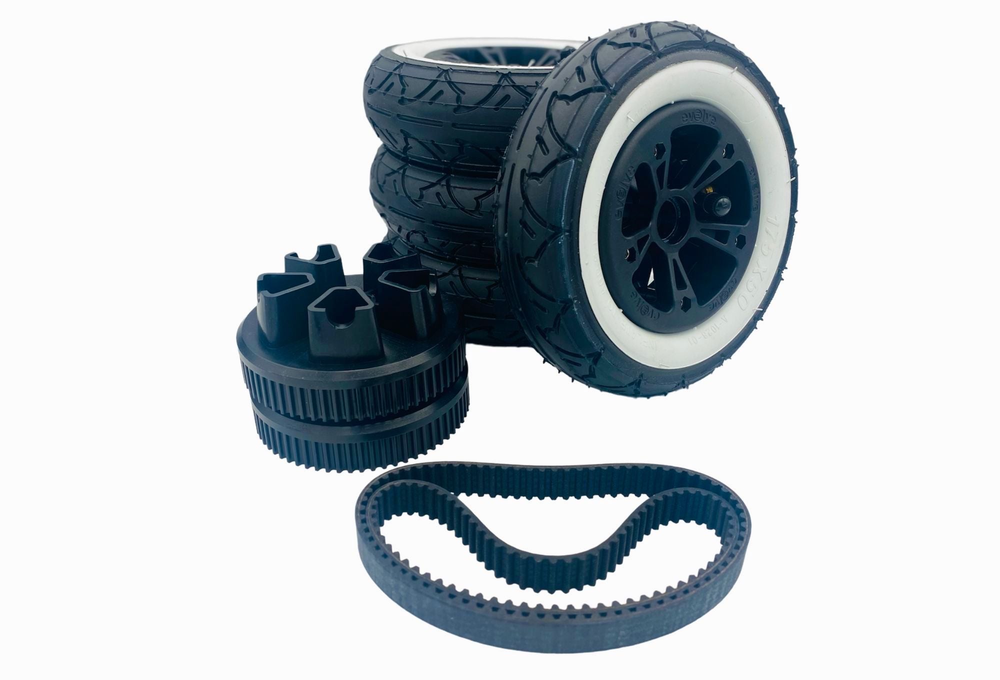 Kit light 2 - jeu de roues 7 pouces complète flanc blanc + Drivers et courroies