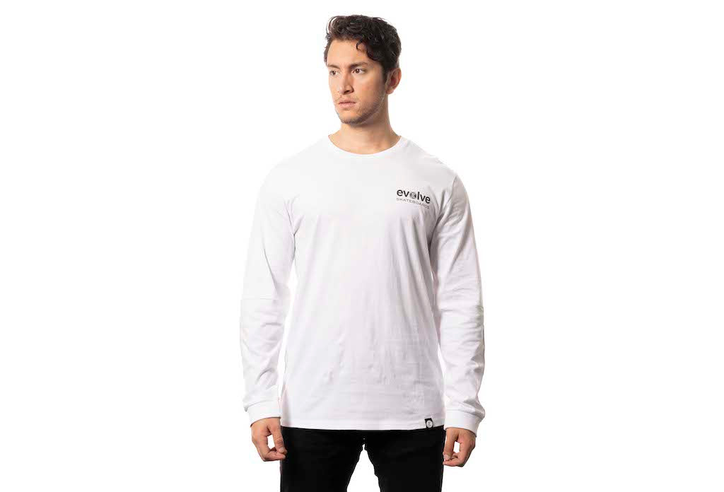 Tee-shirt Homme Blanc manches longues - Evolve Skateboards basic